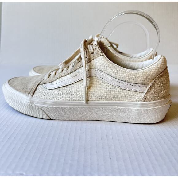 Size 7.5 - VANS Men’s Old Skool Casual Sneakers Textile/Suede Cream - Picture 2 of 16